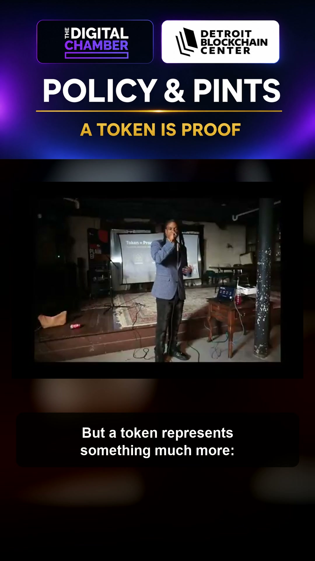 Policy and Pints branded social clip explaining tokenization